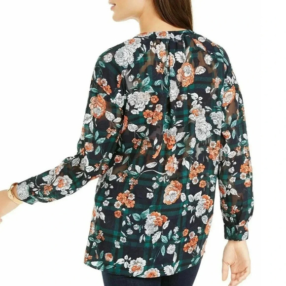 Tommy Hilfiger NEW Women’s XL Urban Folklore Floral V-Neck Semi-sheer Blouse - Picture 2 of 10